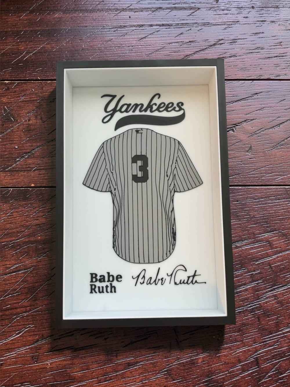 Babe Ruth Yankees Jersey Display Shadow Box Baseball Fan Gift Man Cave Decor